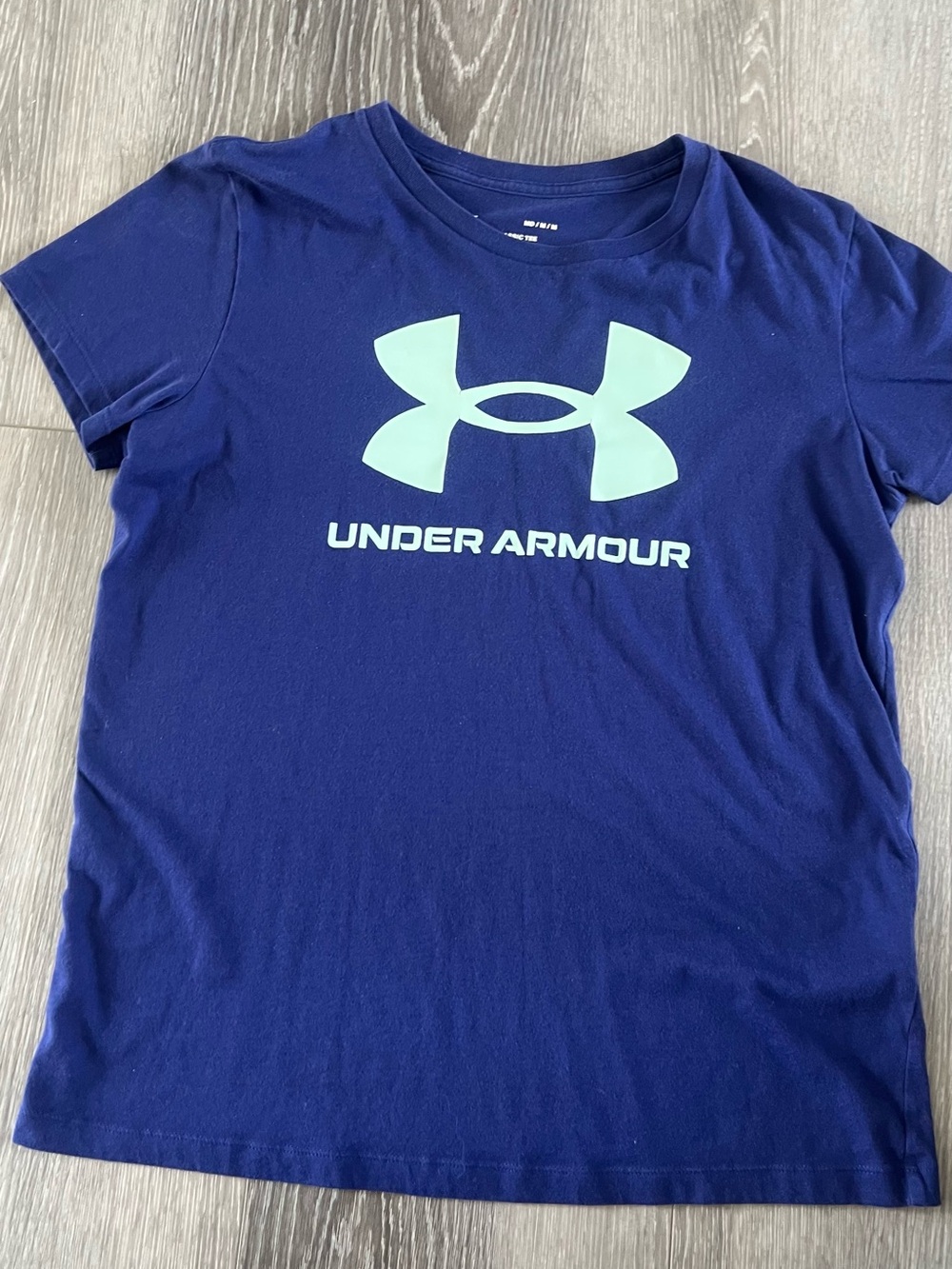 Under Armour Navy Short Sleeve Tee with Mint Logo